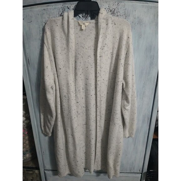 Terra & Sky Long Open Hooded Sweater Cardigan Cream 0X - Picture 2 of 12